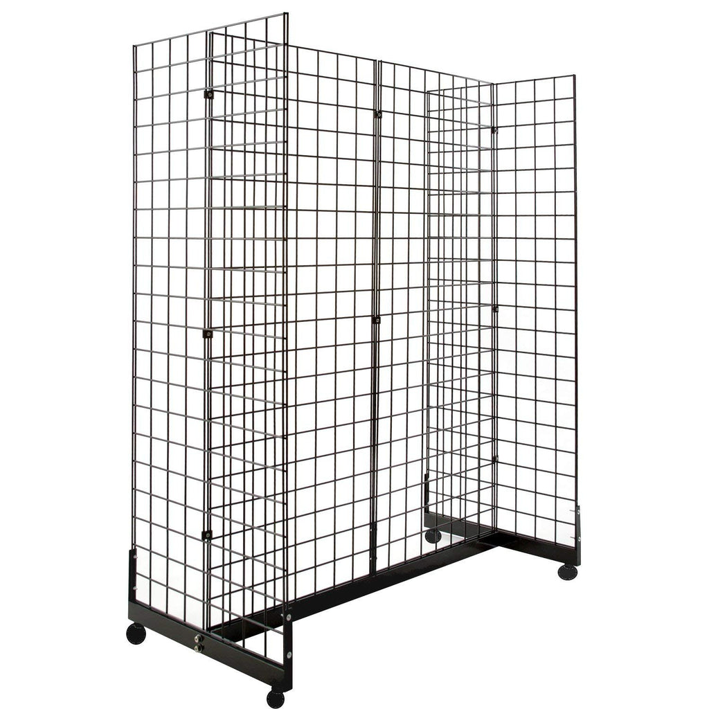 Black Gridwall Panel Display Fixture with Gondola Base and Casters M30284