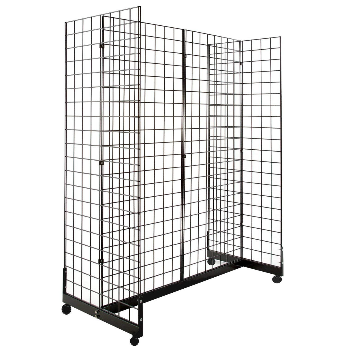 Black Gridwall Panel Display Fixture with Gondola Base and Casters M30284