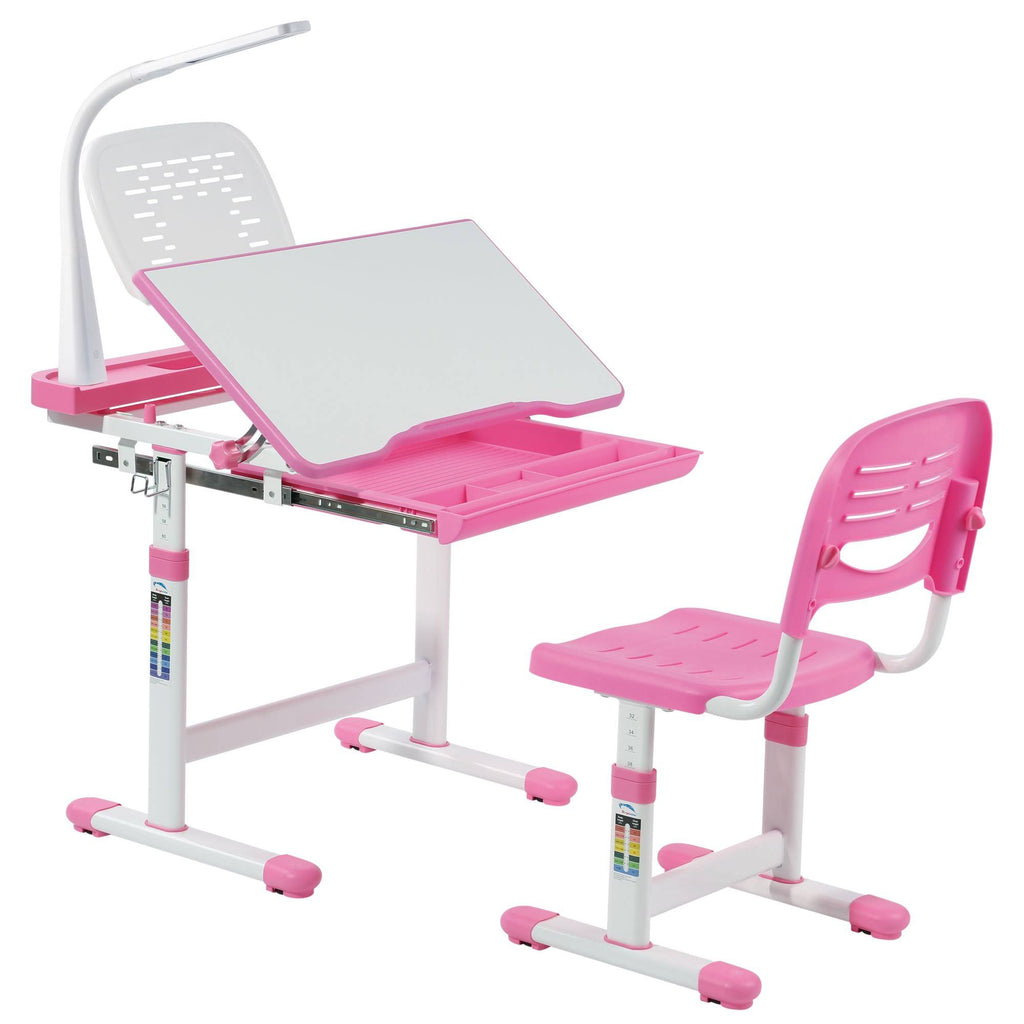 Gray Kid's Desk and Chair Set with Lamp and Book Holder X264259