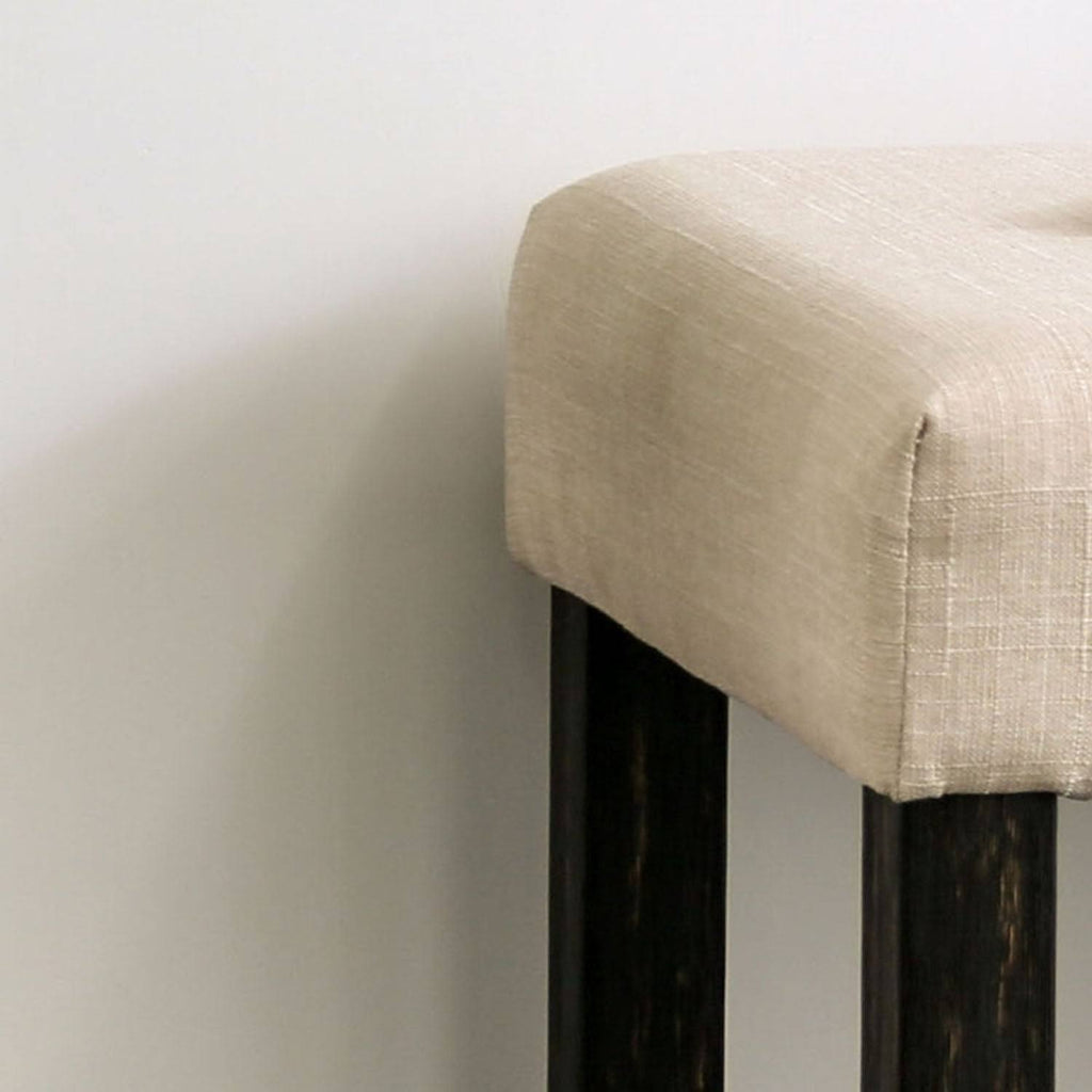 Rustic Linen Fabric Counter Height Bench Light Grey N763
