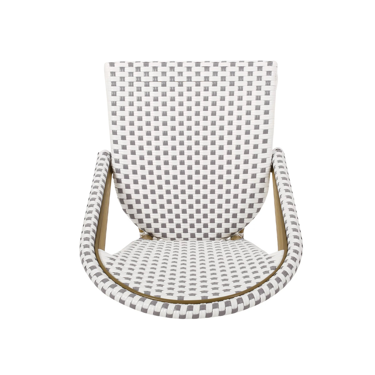 Outdoor Bistro Chair Set of 4 Gray White Bamboo Finish M5219