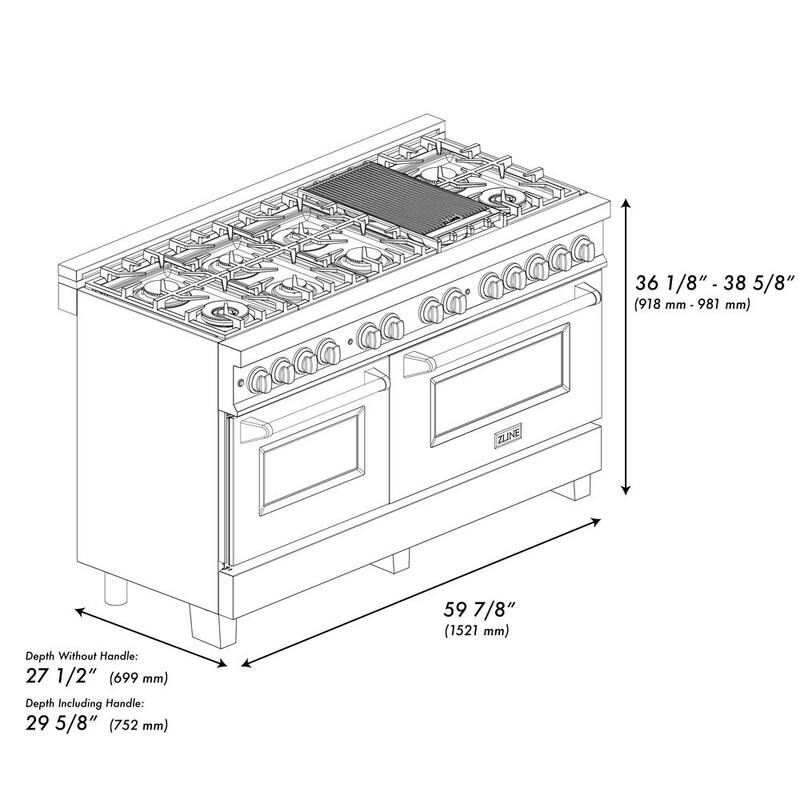 9-Burner Double Oven Dual Fuel Range with Red Gloss Door T1447