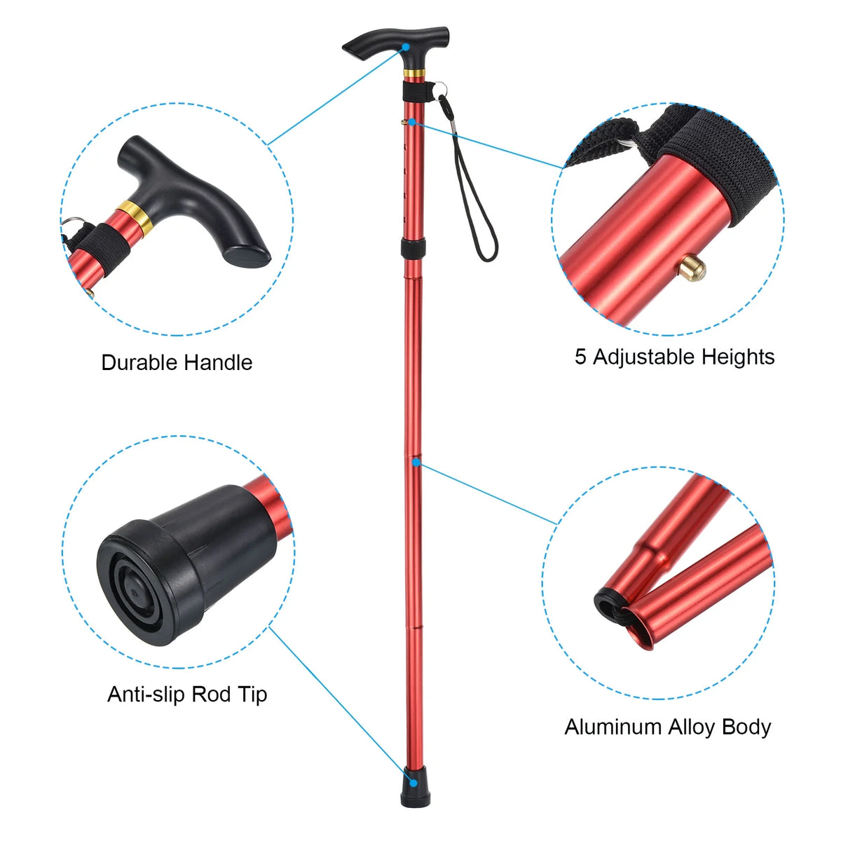 Red Aluminum Alloy Trekking Poles 2 Pack Z486189
