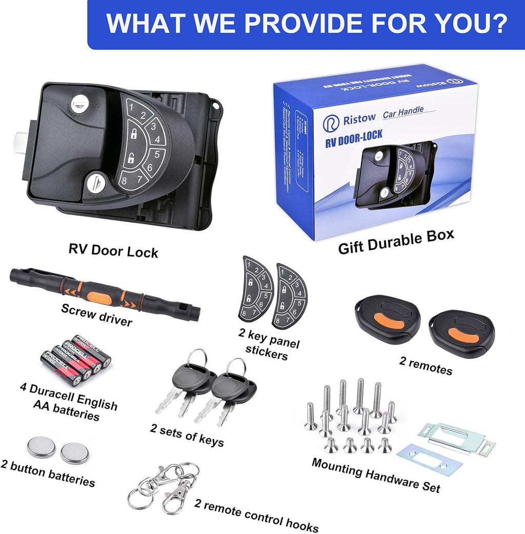 RV Keyless Entry Door Lock with Backlit Keypad and 2 Key Fobs, Pack of 2 U6874