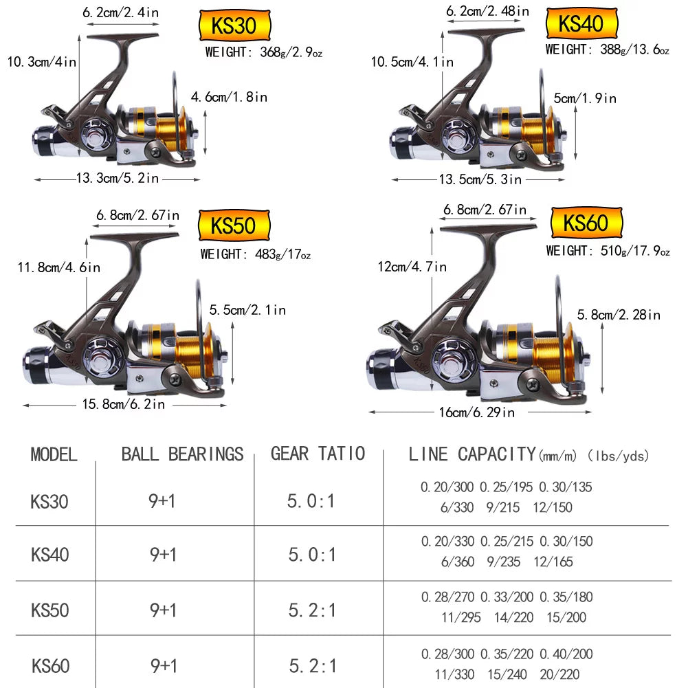 Carp Fishing Reel 9+1 Stainless Steel BB Bait Feeder Spinning Reel S87135