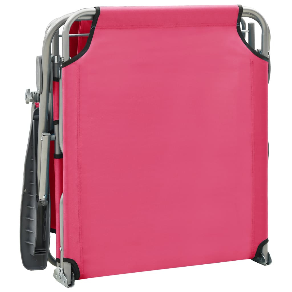 Pink Steel Sun Lounger with Canopy B1882