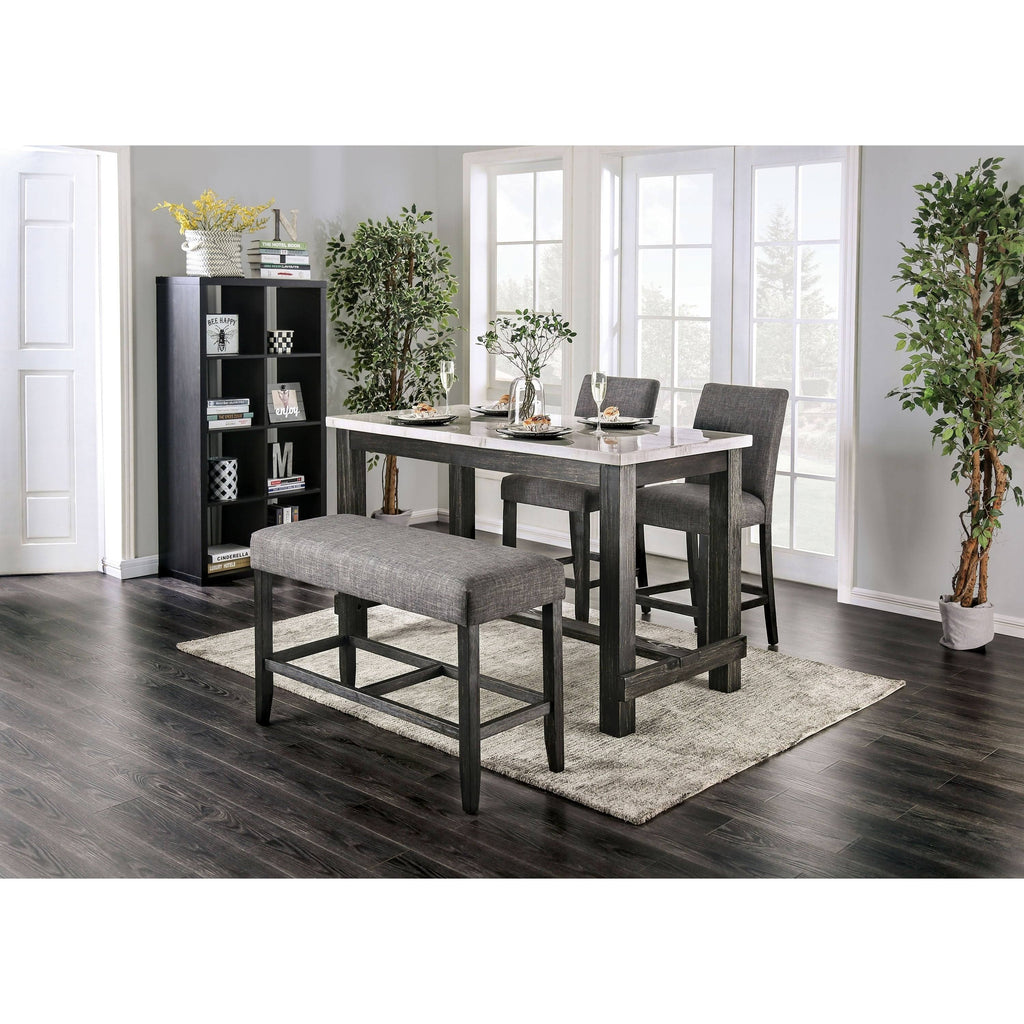 Rustic Linen Fabric Counter Height Bench Light Grey N763
