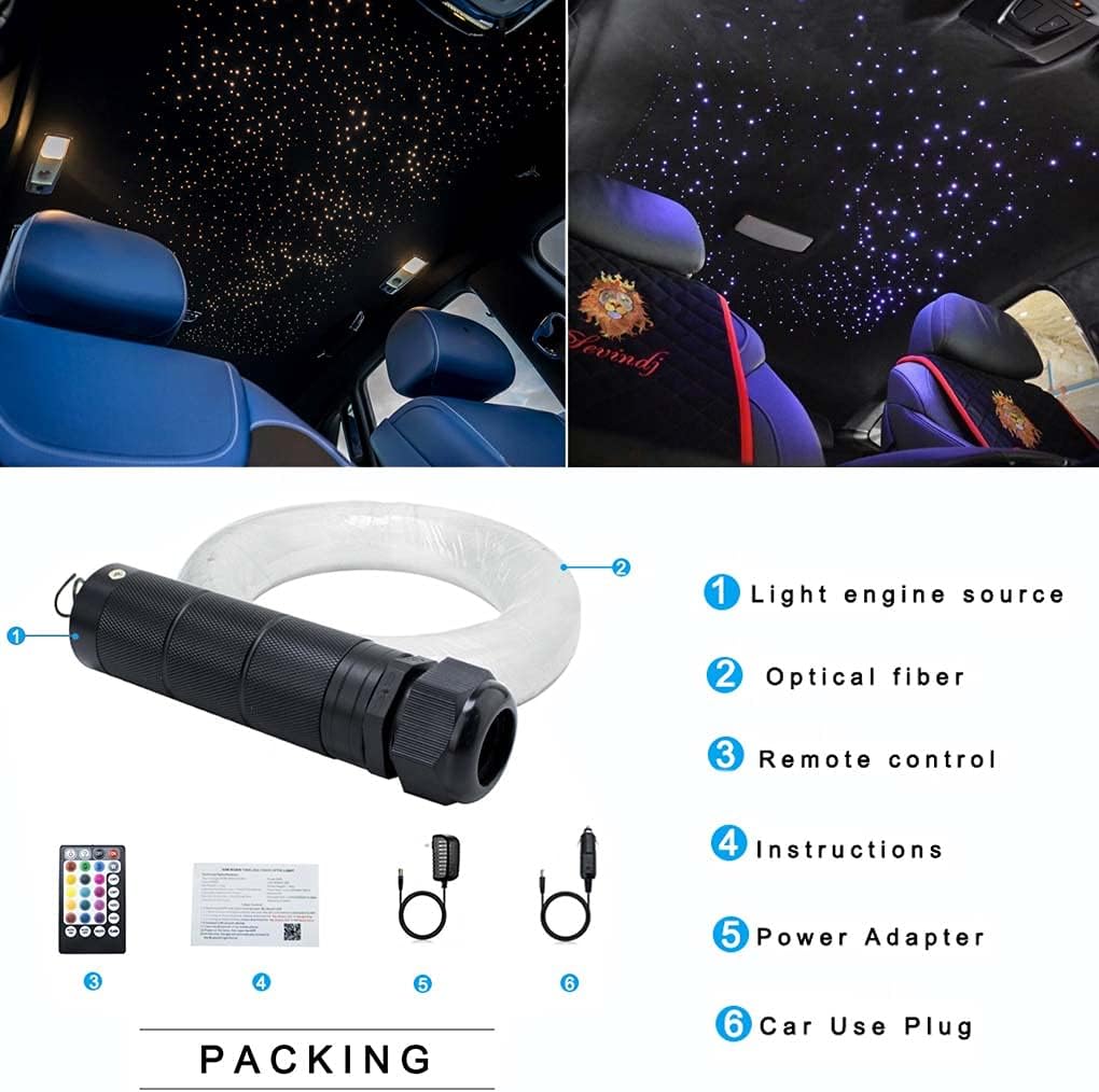 Car Use Bluetooth LED Fiber Optic Lights Star Ceiling Light Kit 430pcs 9.8ft Fiber Cable P54495