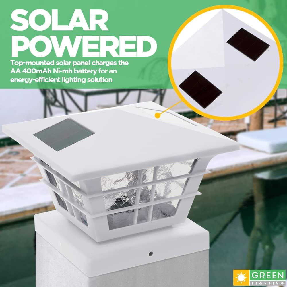 8 Pack Solar Powered Post Cap Light with 4x4 Base Adapter, White E249157