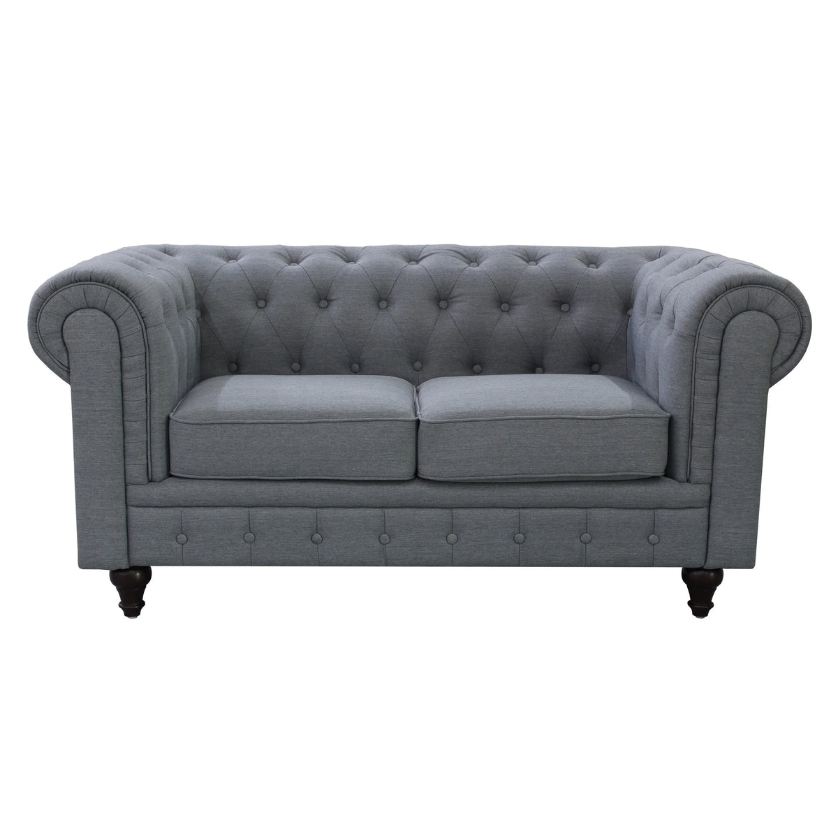 Grey Linen Fabric Chesterfield Loveseat Q296