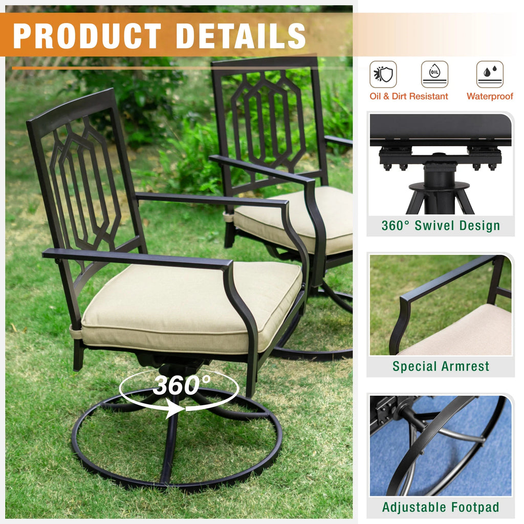 8 Pcs Outdoor Patio Dining Set Swivel Chairs and Extendable Table F29647