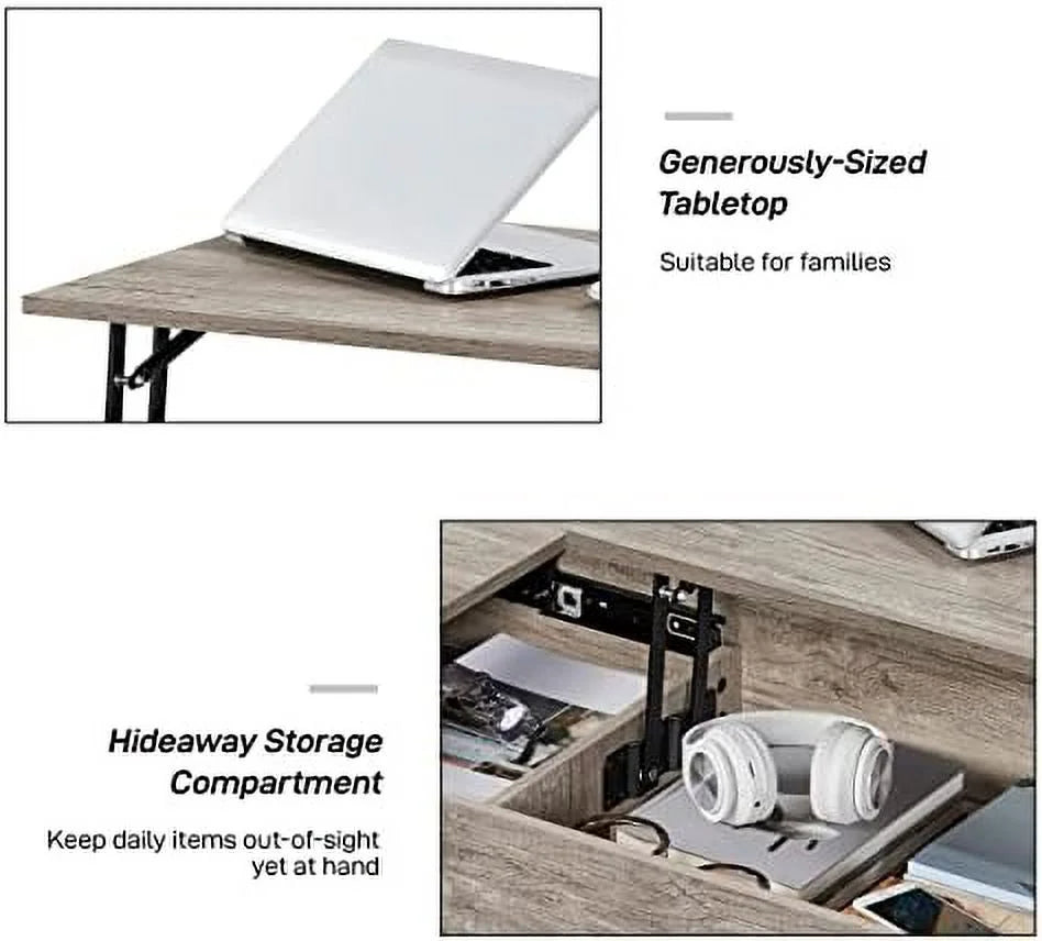 Lift Top Coffee Table with Hidden Compartments and Side Drawer B222157