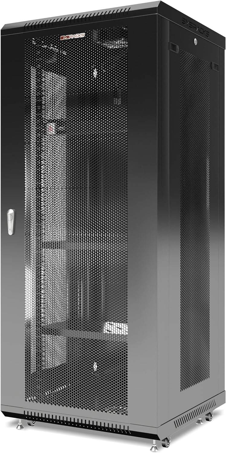 Wall Mount Server Rack Locking Network Cabinet 18 U Vented Enclosure with Casters Shelf U26365