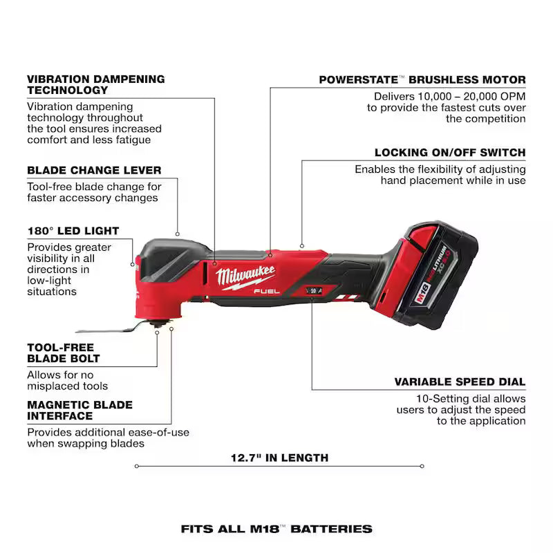 18V Cordless Brushless Oscillating Multi-Tool Kit with 5.0 Ah Battery L59328