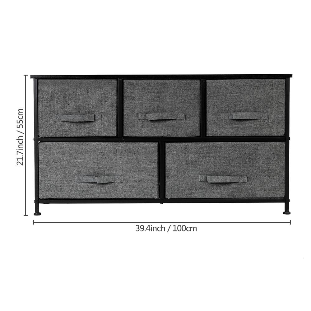5 Drawer Fabric Storage Dresser with Wood Top P46176