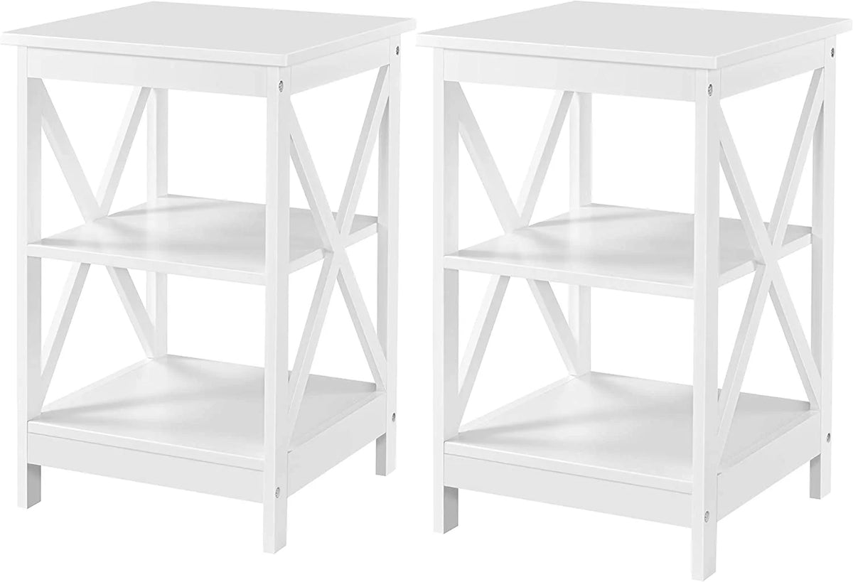 3-Tier Wooden Side End Tables with Solid Wood Legs I36963