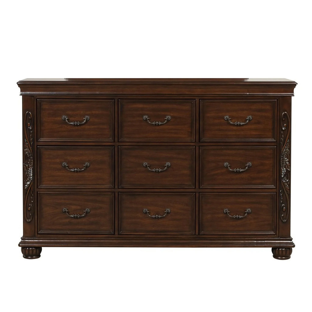 Cherry Brown 9 Drawer Wood Dresser R8340