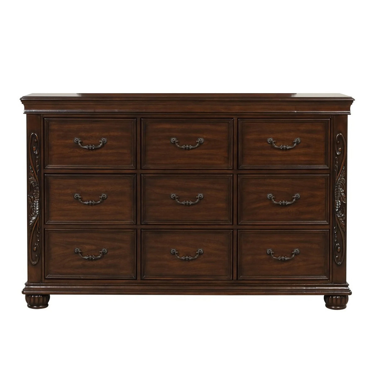 Cherry Brown 9 Drawer Wood Dresser R8340
