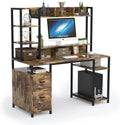 55" Computer Desk with Hutch and Storage Shelf A137344