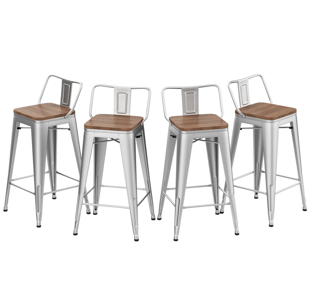 24 Metal Barstools Set of 4 Counter Height with Back K960