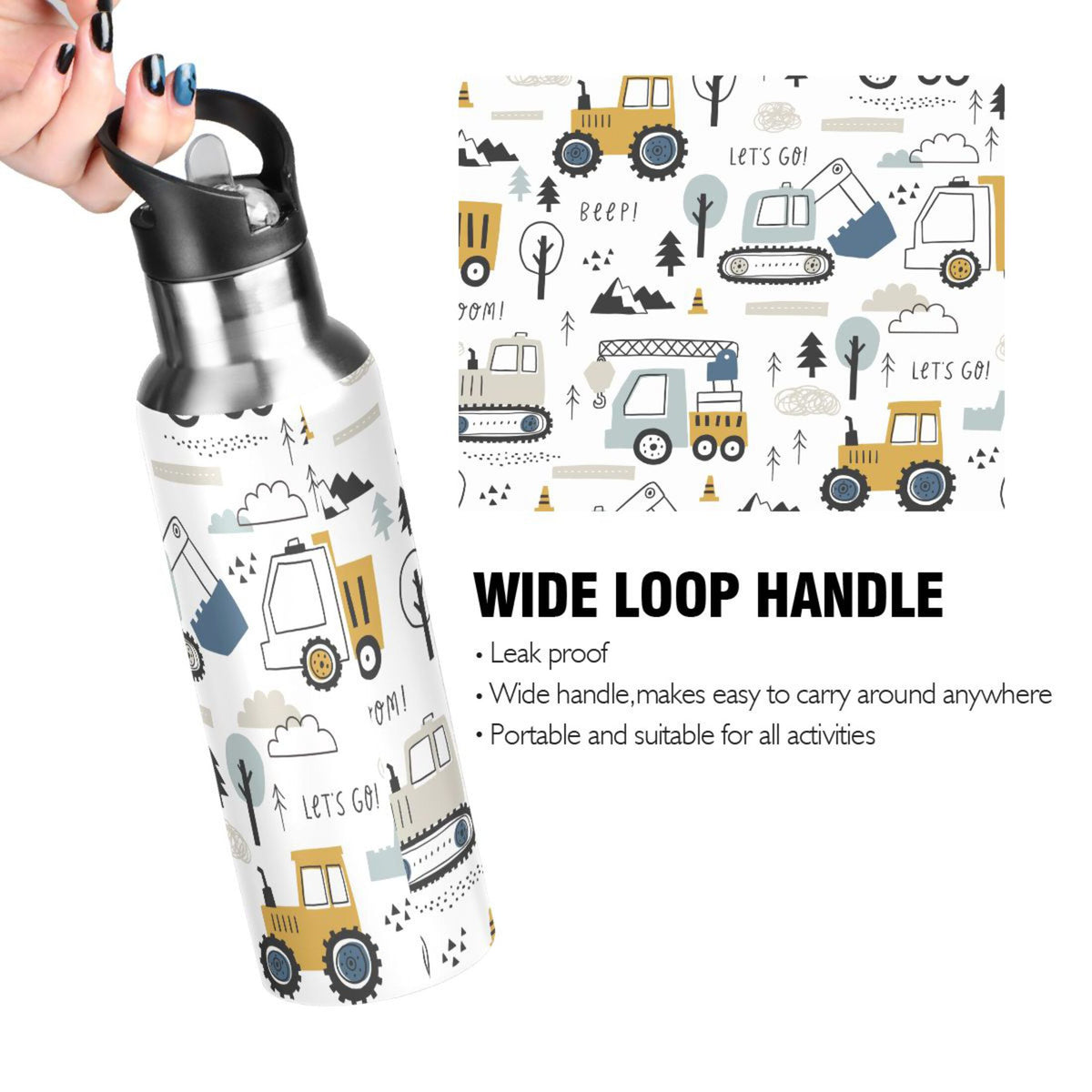20 OZ Stainless Steel Vacuum Insulated Water Bottle with Straw Lid H813255
