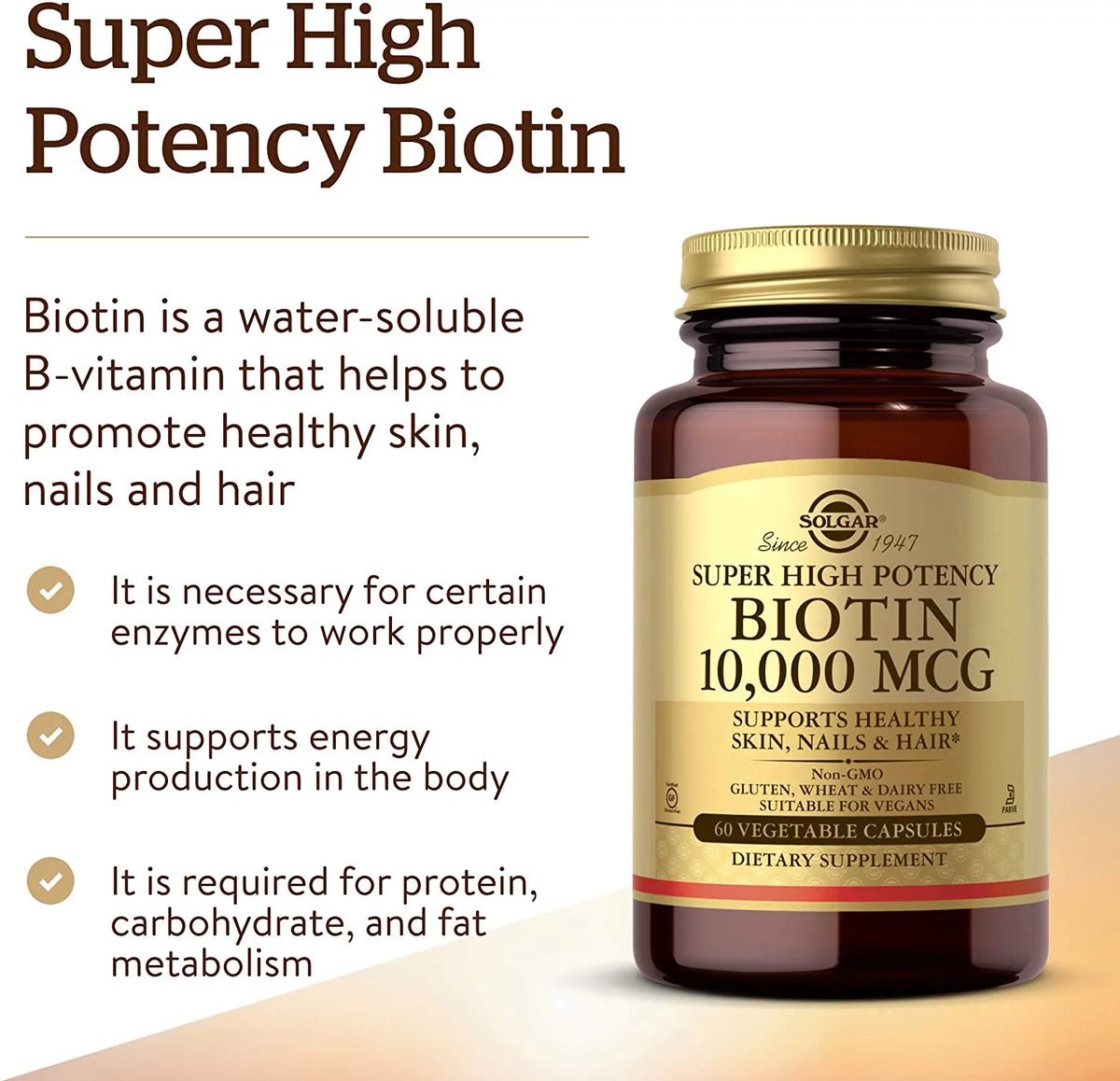 Biotin 10,000 mcg Vegetable Capsules 60 ct Pack of 3 K97048