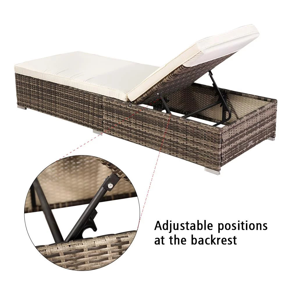 Adjustable Pool Chaise Lounge Chair PE Wicker with Cushion K4257