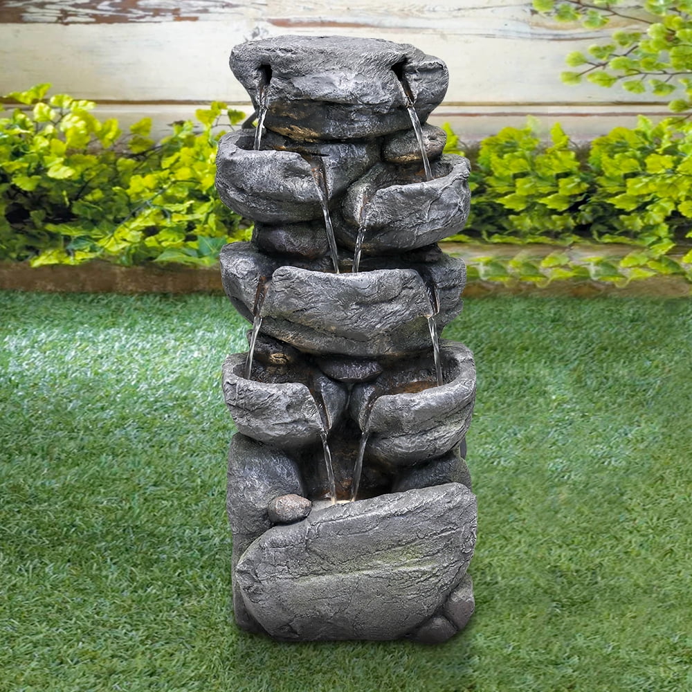 Stacked Rock Fountain with LED Lights W103837