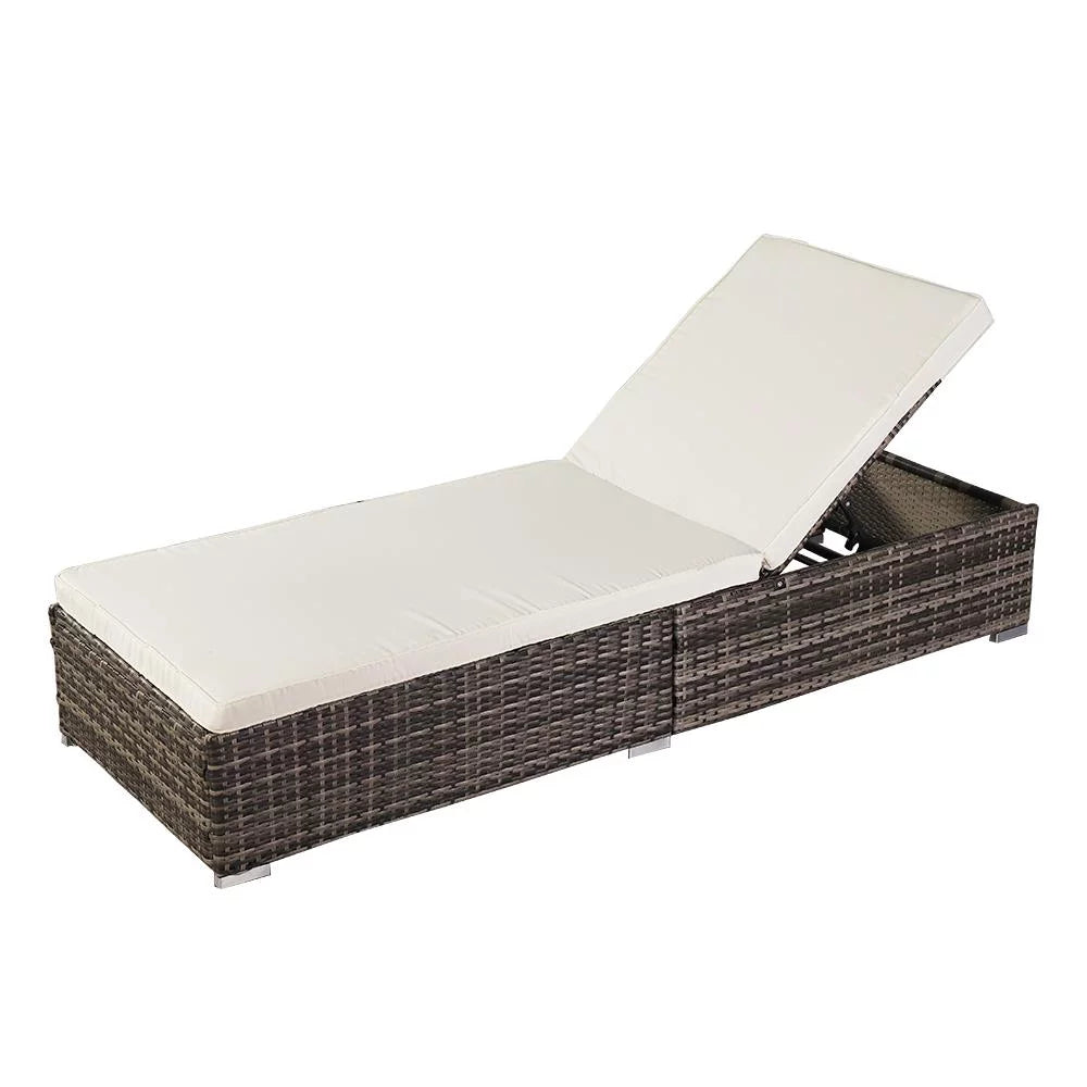 Adjustable Pool Chaise Lounge Chair PE Wicker with Cushion K4257