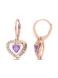Rose Plated Silver Heart Earrings I53361