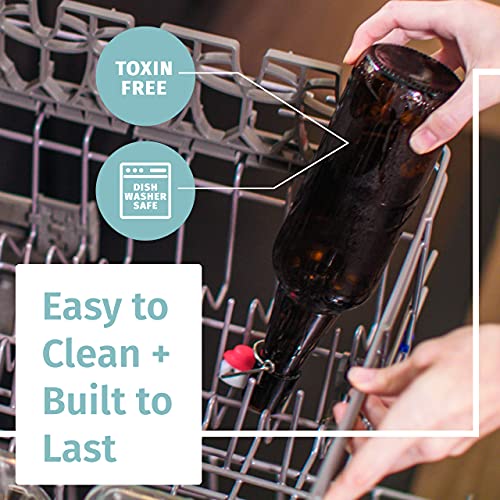 Swing Top Glass Bottles Set of 6, 16oz Clear with Caps T594