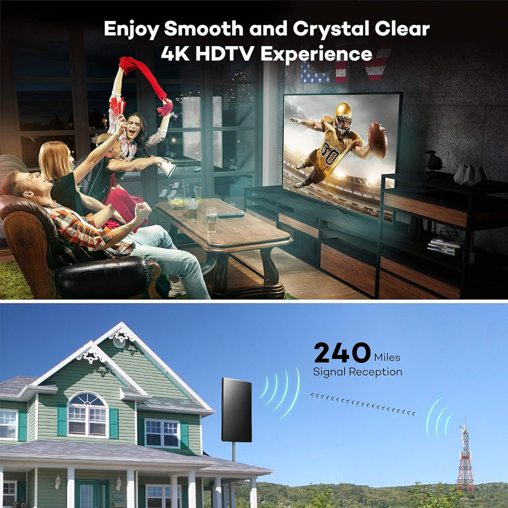 Amplified HD TV Antenna, 240Miles Range, 31ft Coax Cable O944