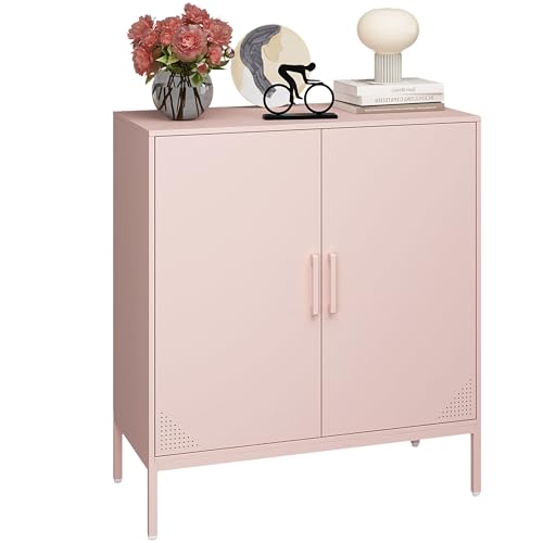 Black Metal Storage Cabinet with Adjustable Shelves J43265