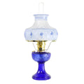 Brass Table Oil Lamp with Blue Shade Y96985