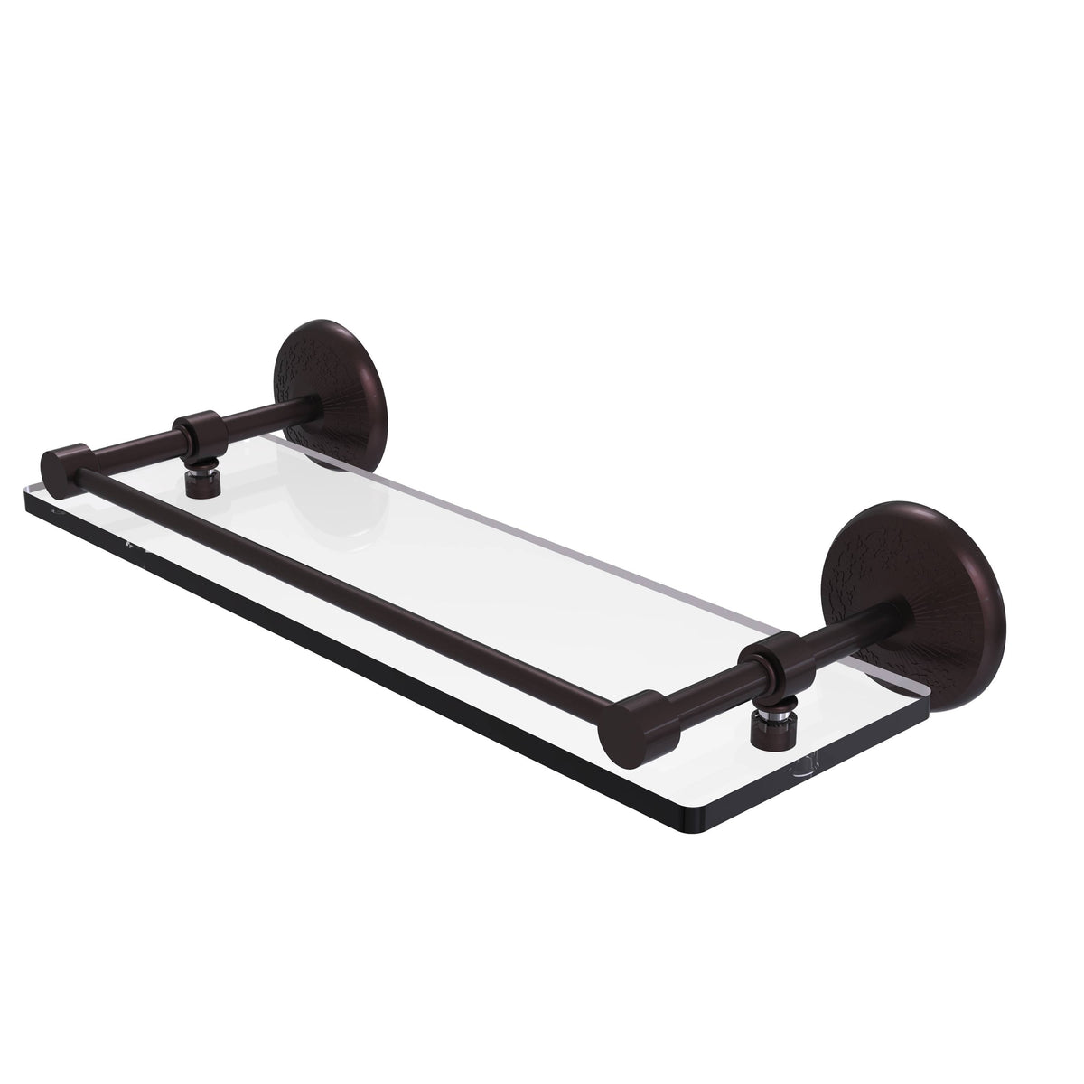 Matte Black 22 inch Tempered Glass Shelf with Gallery Rail J8846