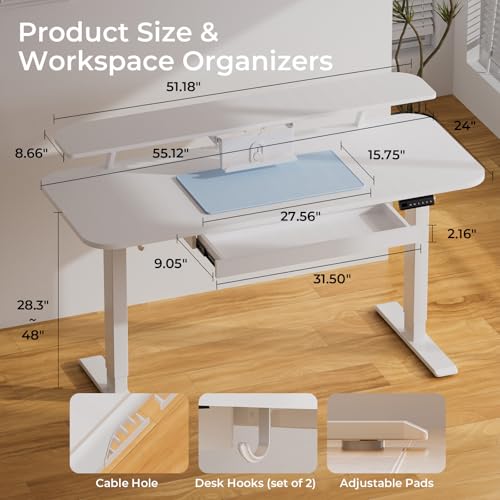 Black Electric Standing Desk with Drawers H8917