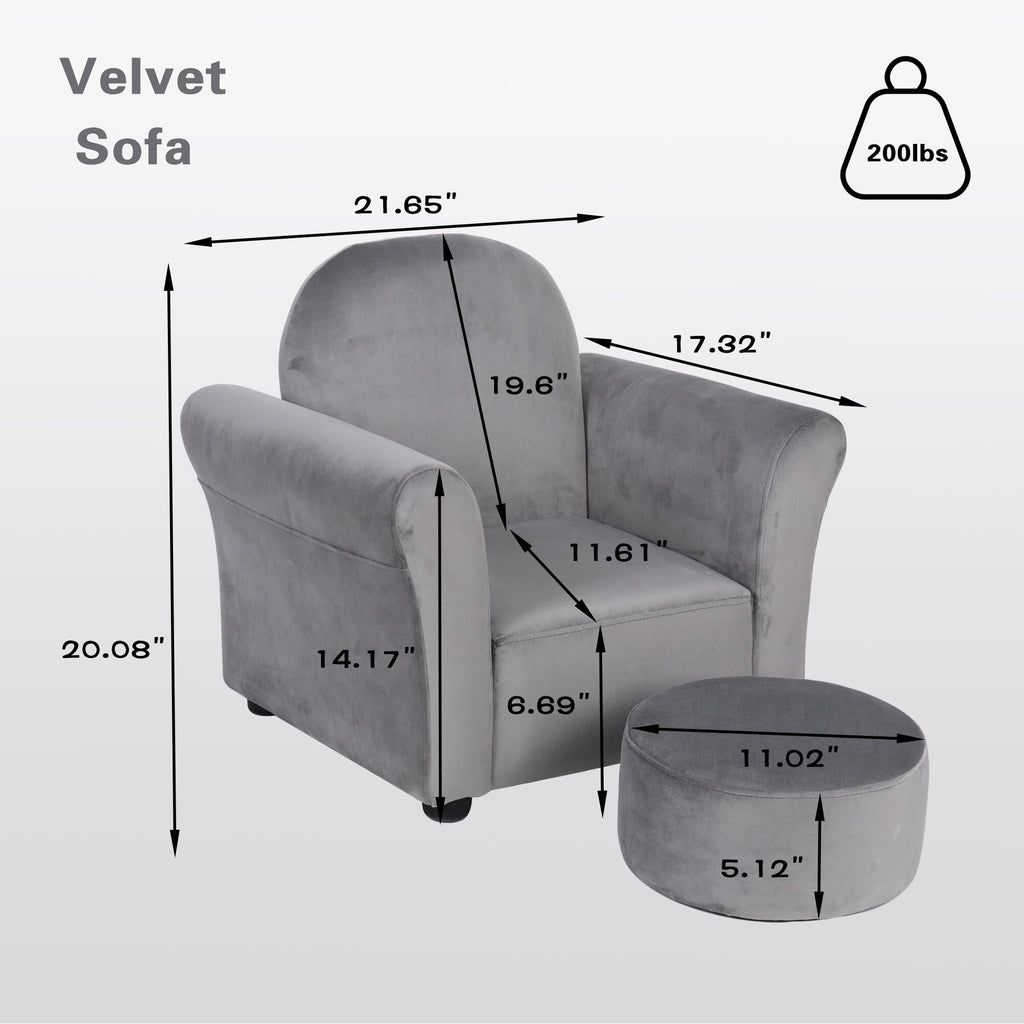 Pink Velvet Kids Sofa with Ottoman C15451