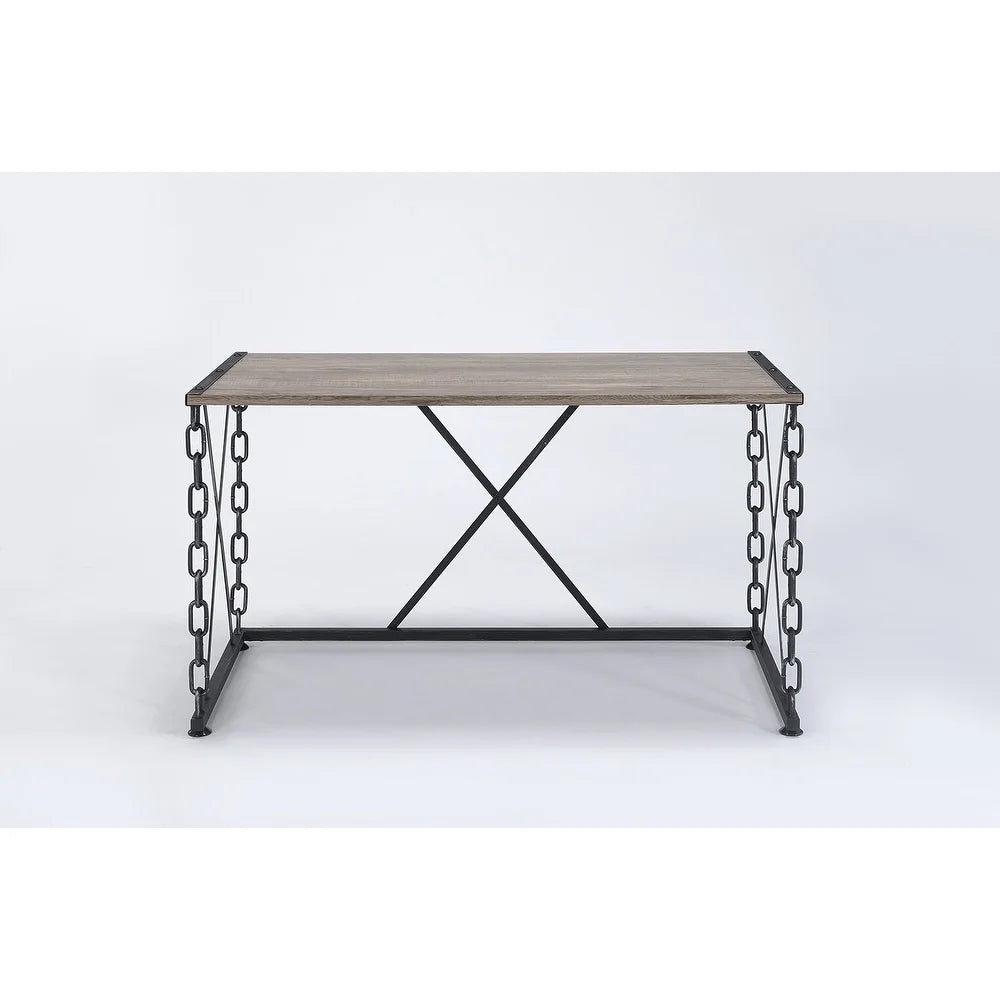 Rustic Oak and Antique Black Rectangular Desk K470