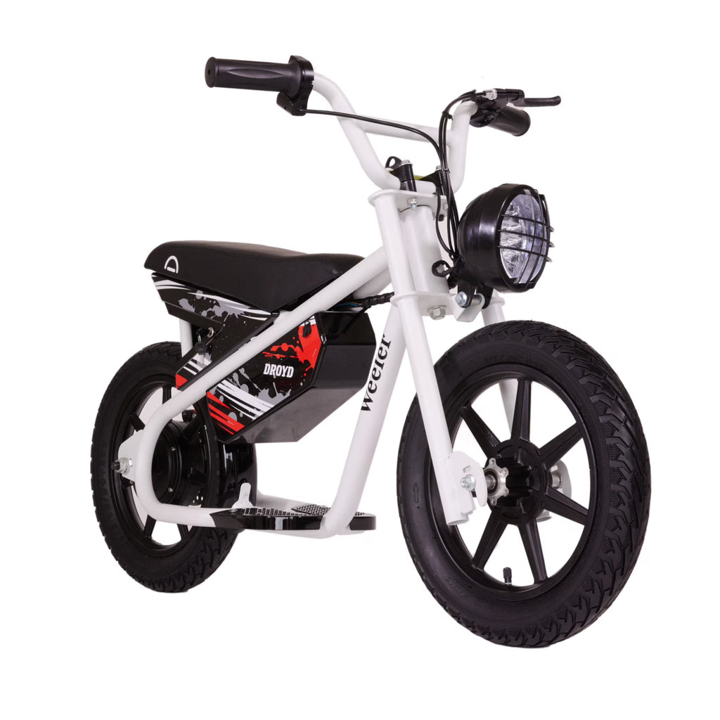 Electric Mini Bike for Kids, 200W, 6.2-10MPH, up to 8 Miles, White J3903