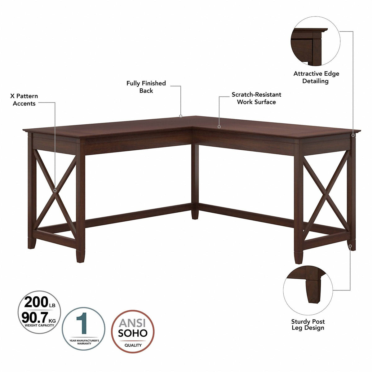 Linen White Oak L Shaped Desk with Hutch and 2 Drawer Mobile File Cabinet D608