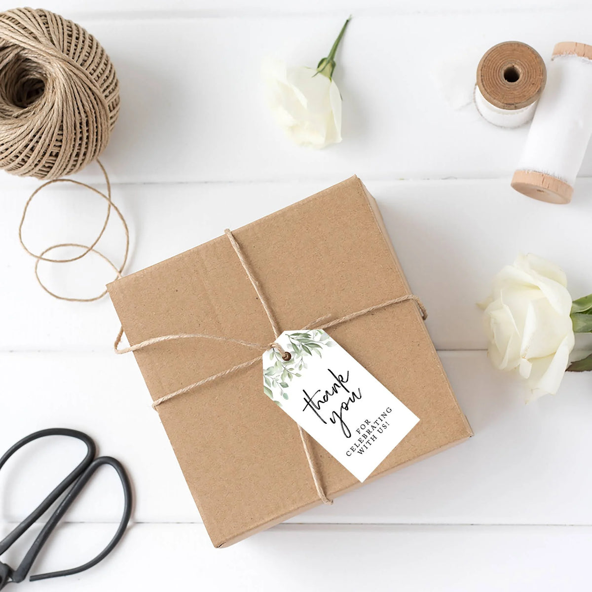 100-Pk Cardstock Gift Tags with Bakers Twine G833