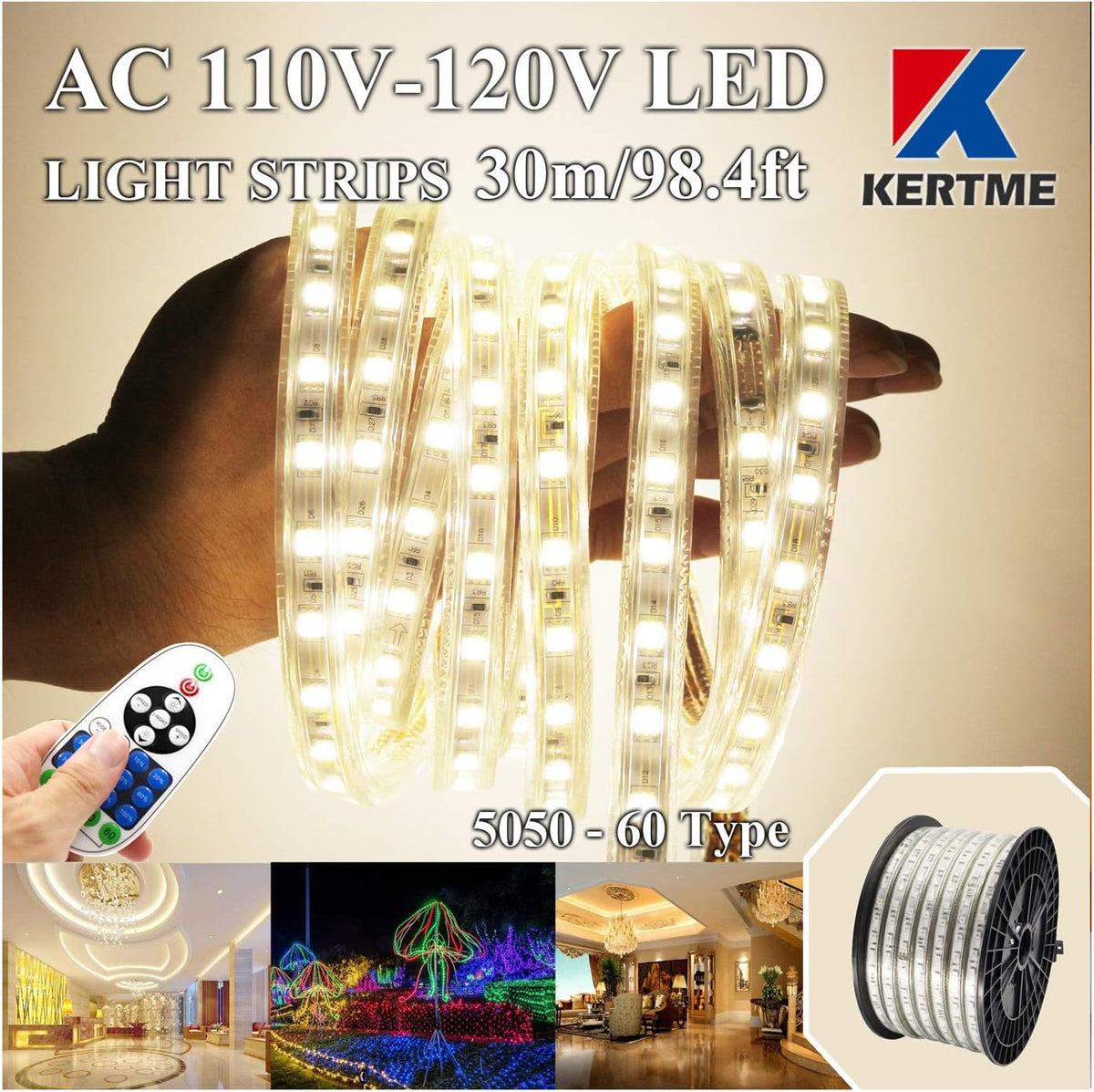 RGB LED Strip Lights with Remote (164ft/50m) V987