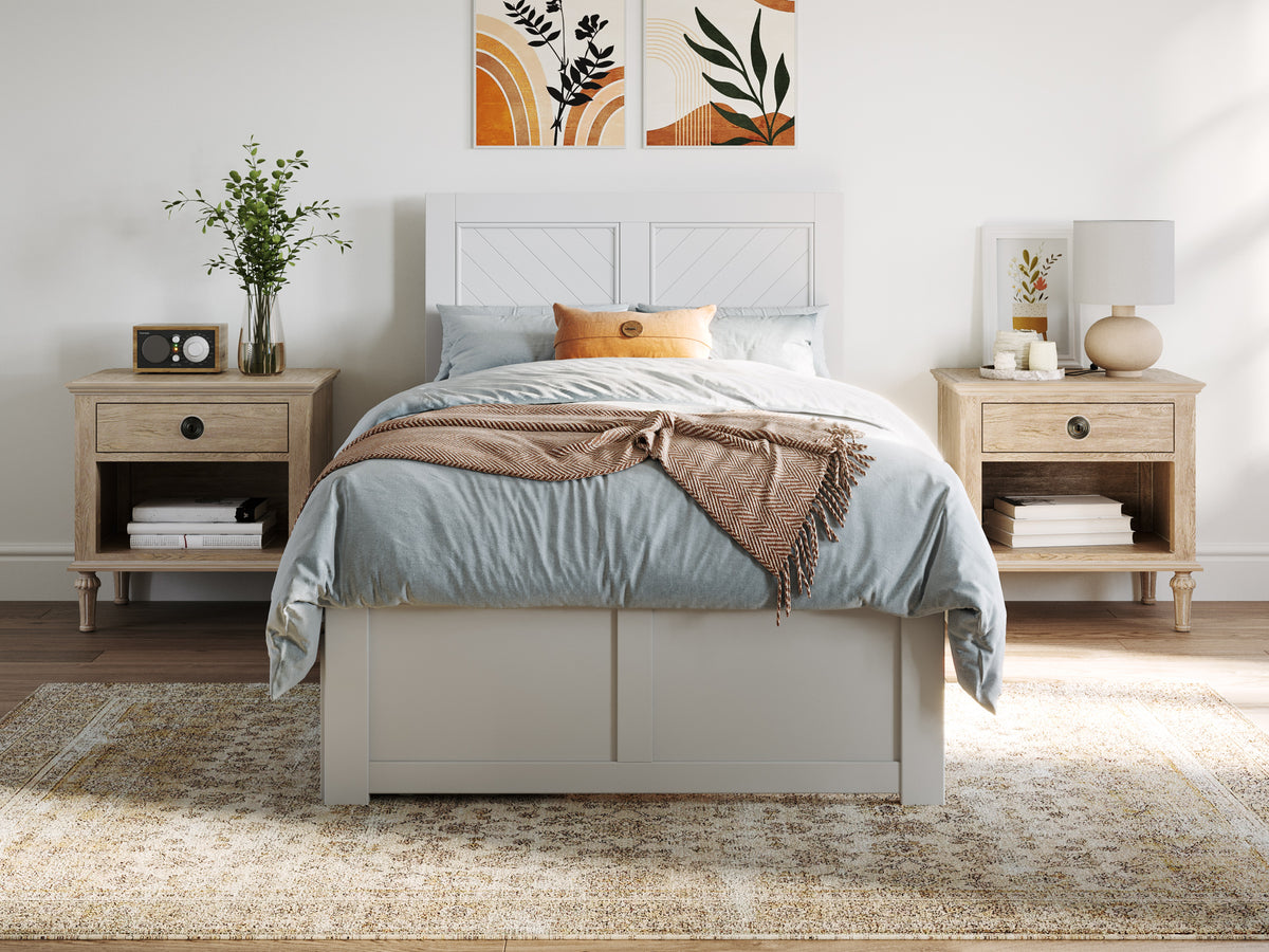 White Solid Wood Platform Bed with Twin XL Trundle T917746