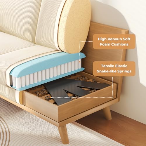 Beige Corduroy Loveseat Sofa M2979