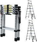 Telescopic Step Ladder Aluminium Heavy Duty 150KG Capacity Folding Anti-Slip Stepladder I184560