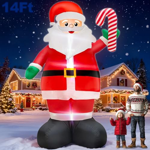 14 FT Inflatable Santa Claus with Built-in LED Lights R6319