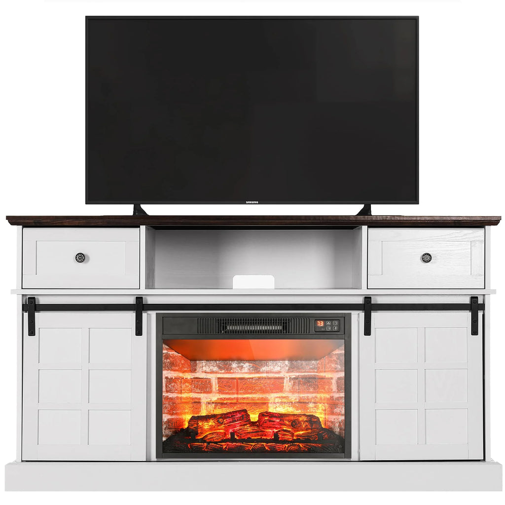 White Modern Farmhouse TV Stand U415