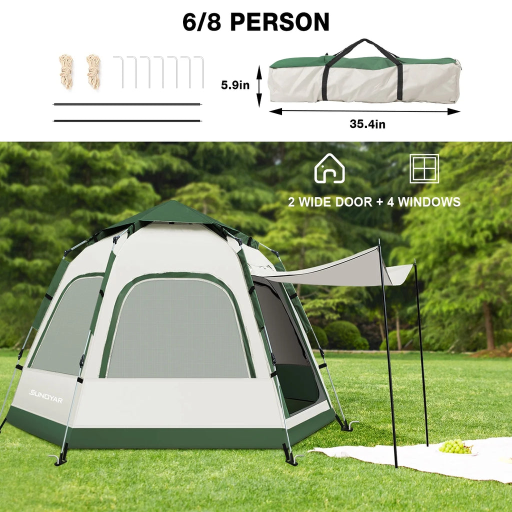 6-8 Person Tent with Removable Rain Fly and Carrying Bag I23152