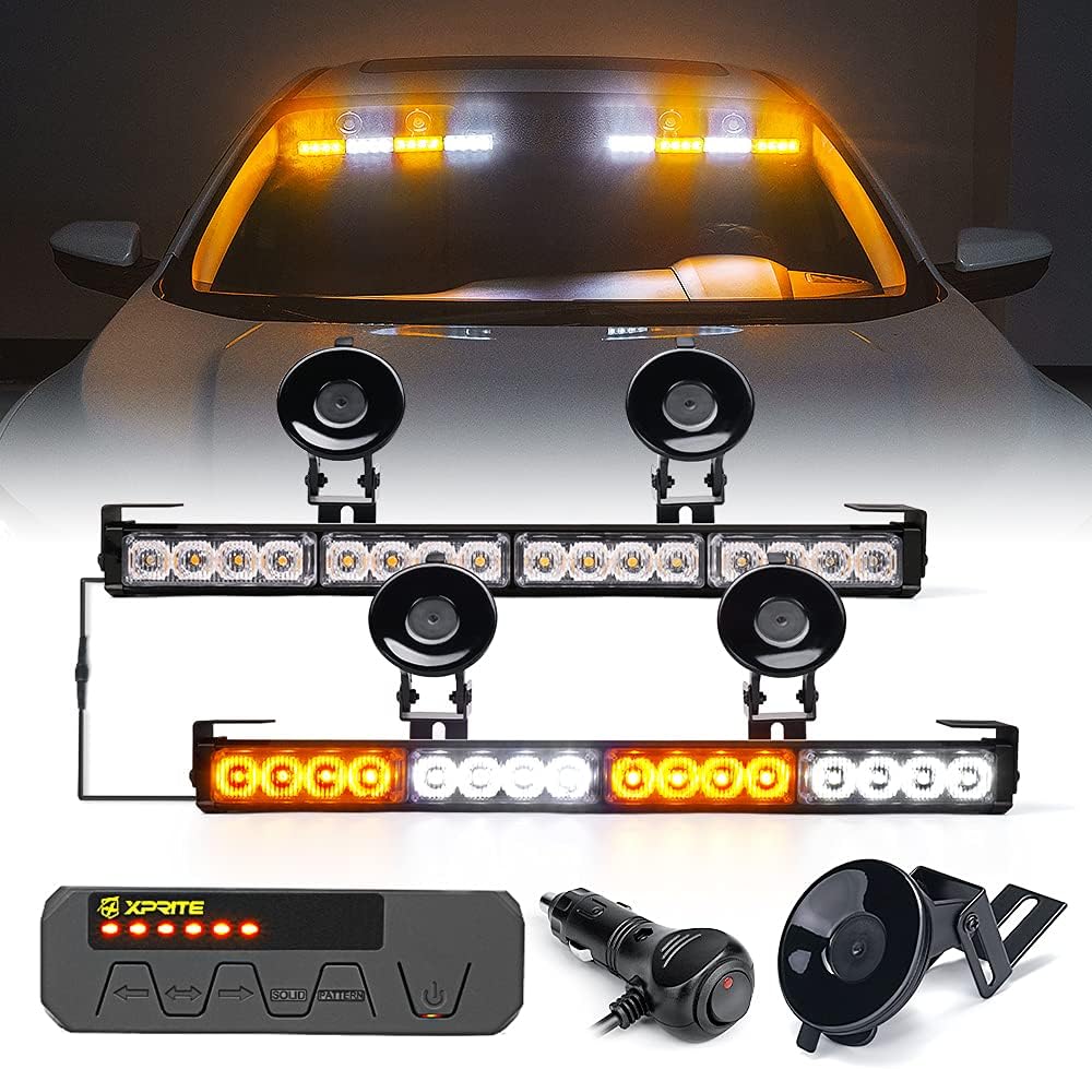 Amber LED Emergency Strobe Light Bar with Control Box, Pack of 2 J2615