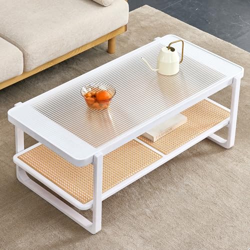 Rattan Coffee Table with Tempered Glass Top B4406